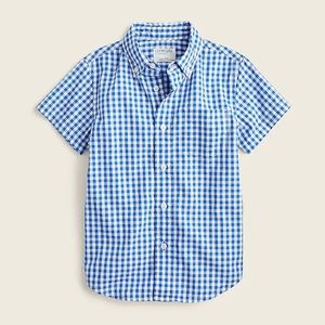 Crewcuts Kids' short-sleeve stretch poplin button-down in gingham